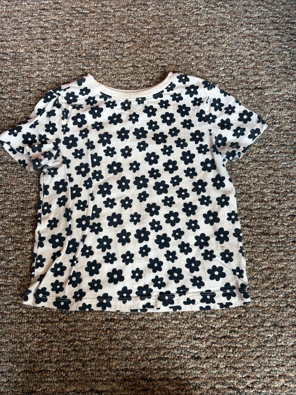 Black Floral Print Short Sleeve Top - White